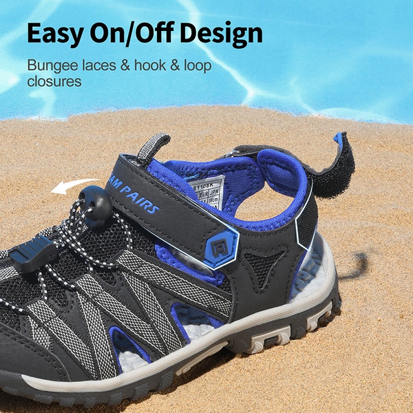 Kids Outdoor Sports Sandals - BLACK GREY BLUE - 2